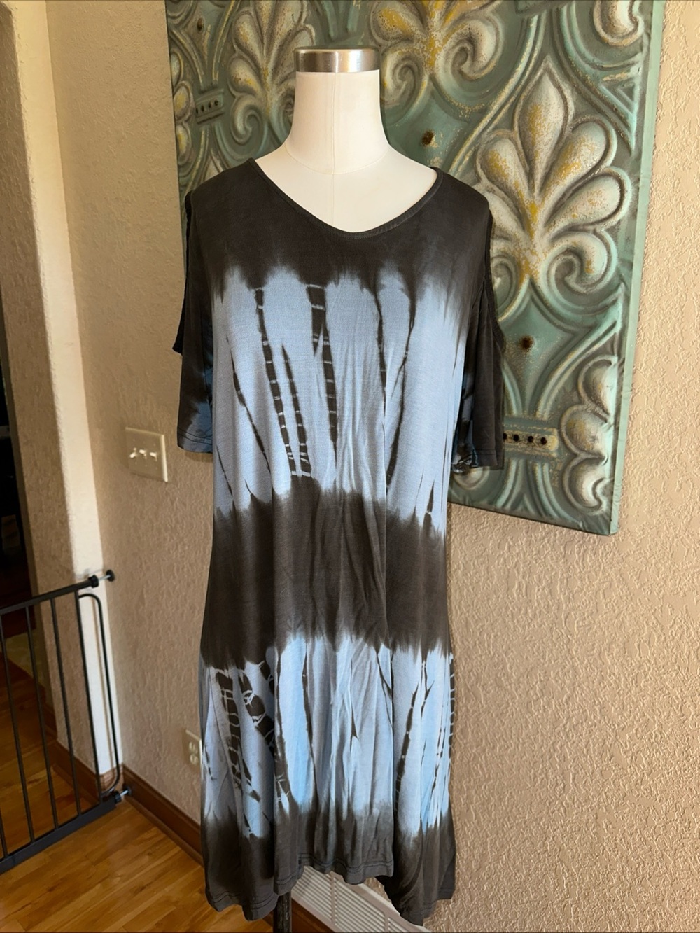Yak & Yeti Tie Dye Boho Swing Dress Easy Wear Women’s Large Fair Trade Nepal